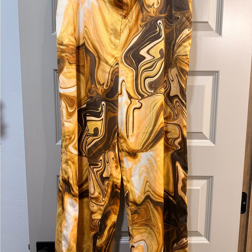 INC International Concepts Gold and Brown Flare Pants